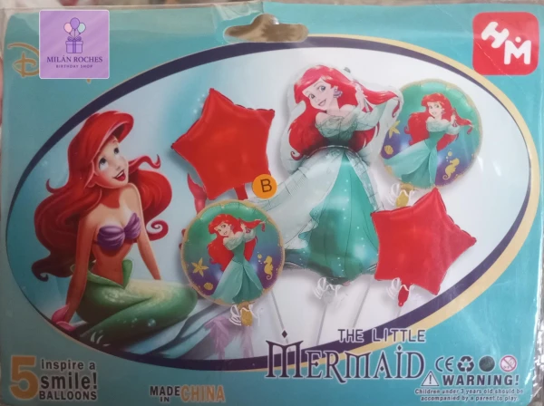 Set de 5 globos sirena Ariel M-1's foto | Milán Roches |  BizneCubano
