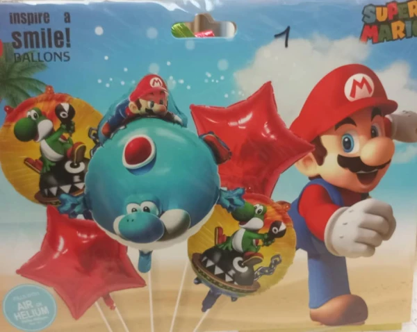 Set de 5 globos Super Mario M-1's foto | Milán Roches |  BizneCubano