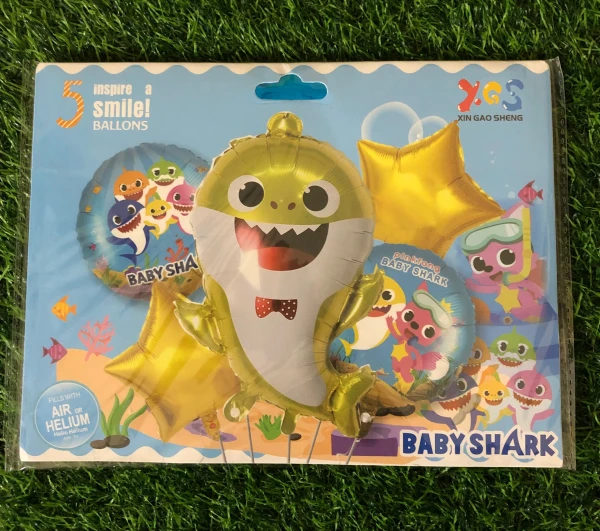 Set de 5 globos Baby Shark M-2's foto | Milán Roches |  BizneCubano