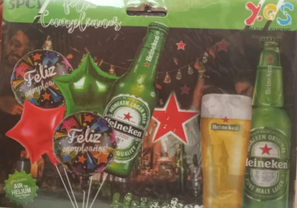 Set de 5 globos Botella Heineken's foto | Milán Roches |  BizneCubano