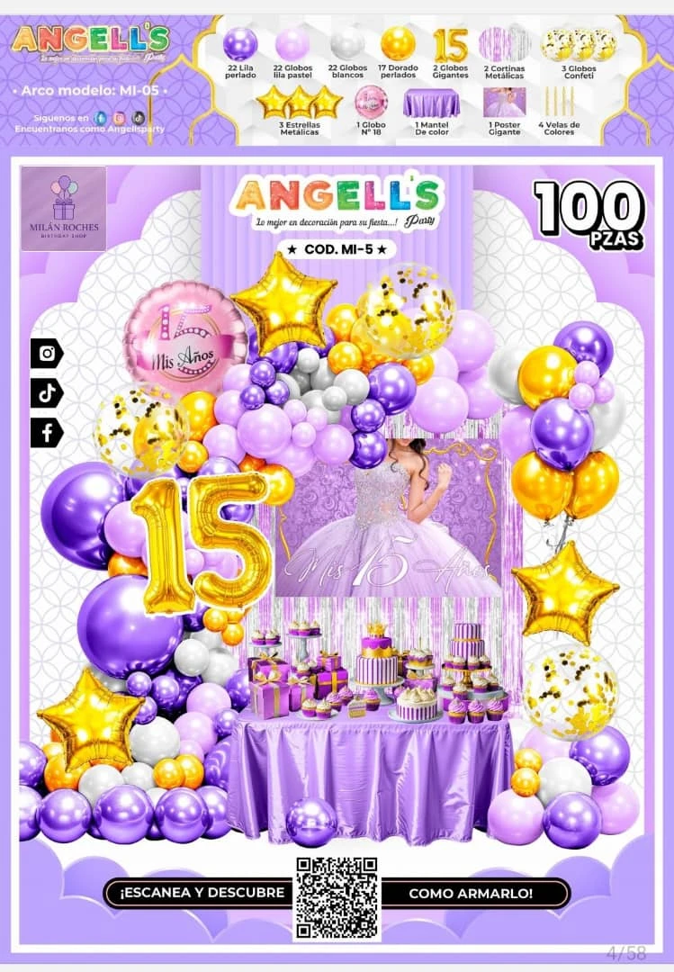 Set decorativos Mis 15 morado's foto | Milán Roches |  BizneCubano