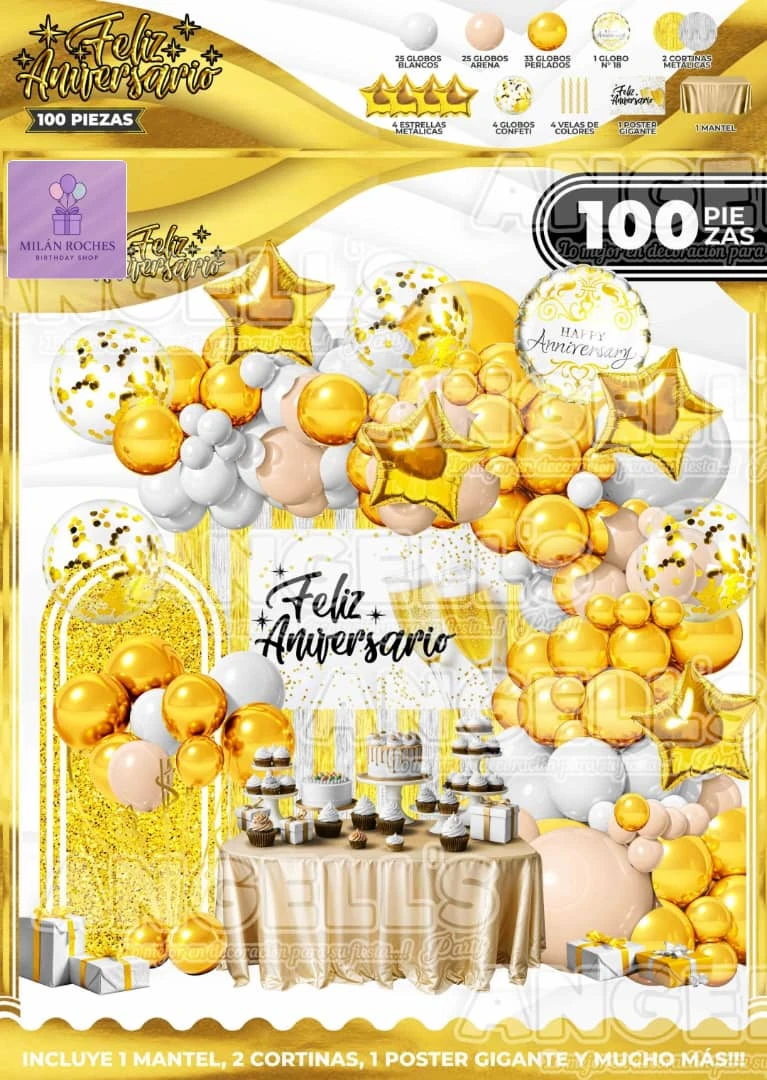 Set decorativos feliz aniversario amarillo's foto | Milán Roches |  BizneCubano